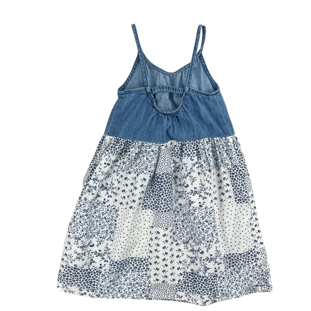 Oshkosh B'gosh Kids Girls Denim Patchwork‎ Floral Dress Blue Size 4T